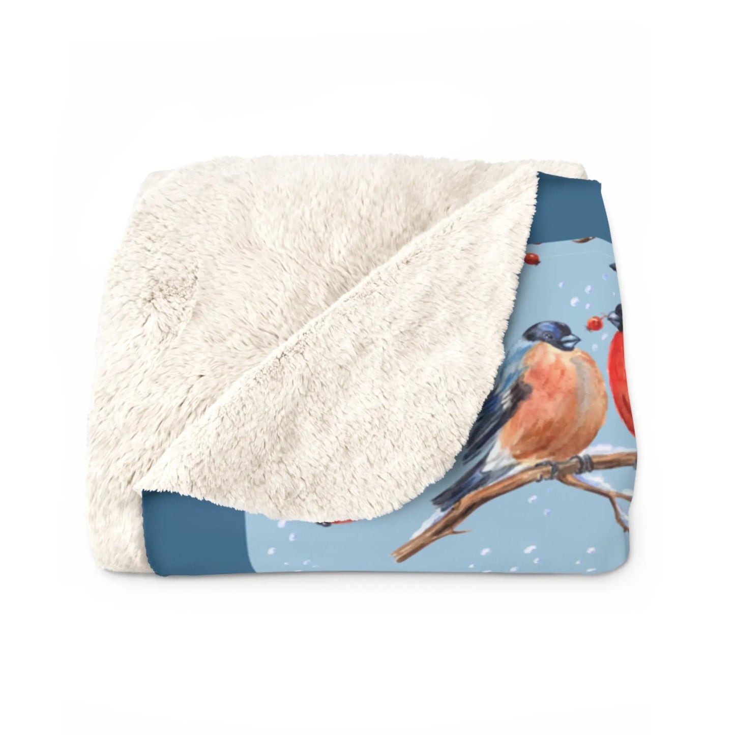 Winter Birds Personalized Sherpa Fleece Blanket Printify