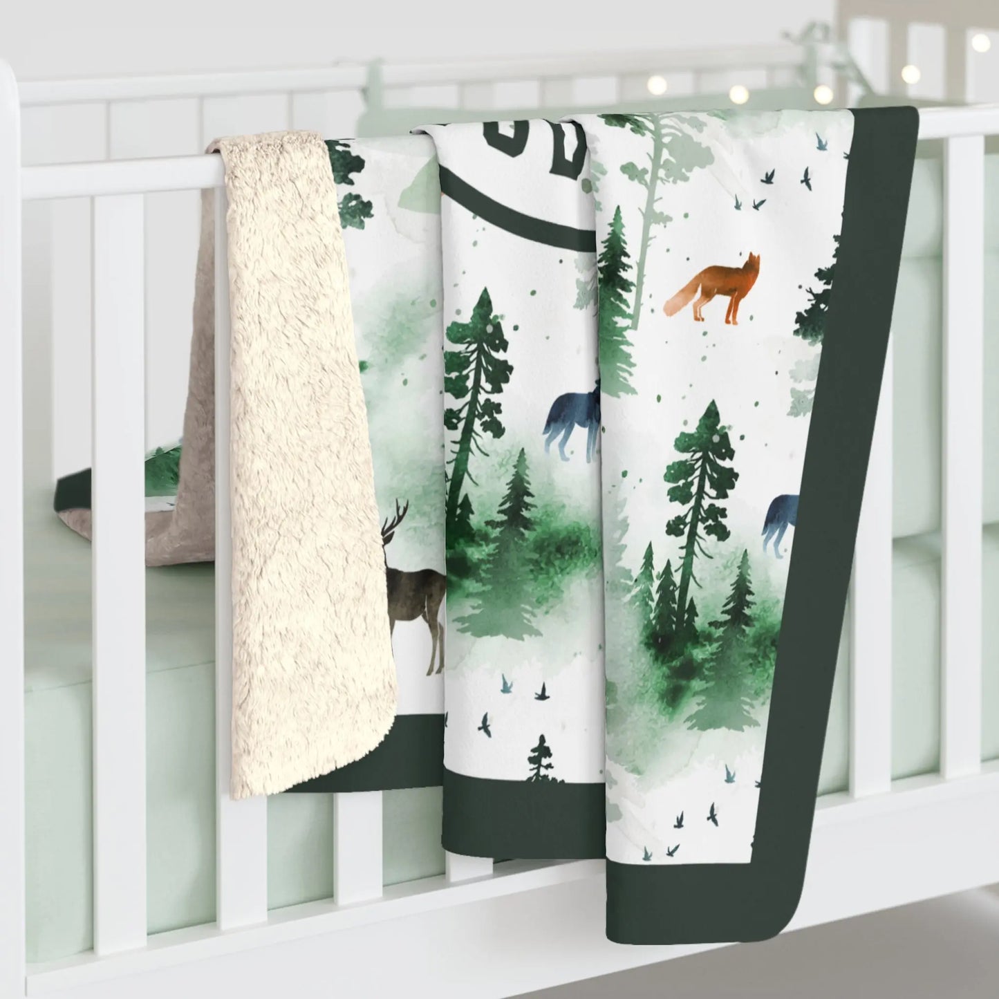 Winter Lodge Personalized Sherpa Fleece Blanket Printify