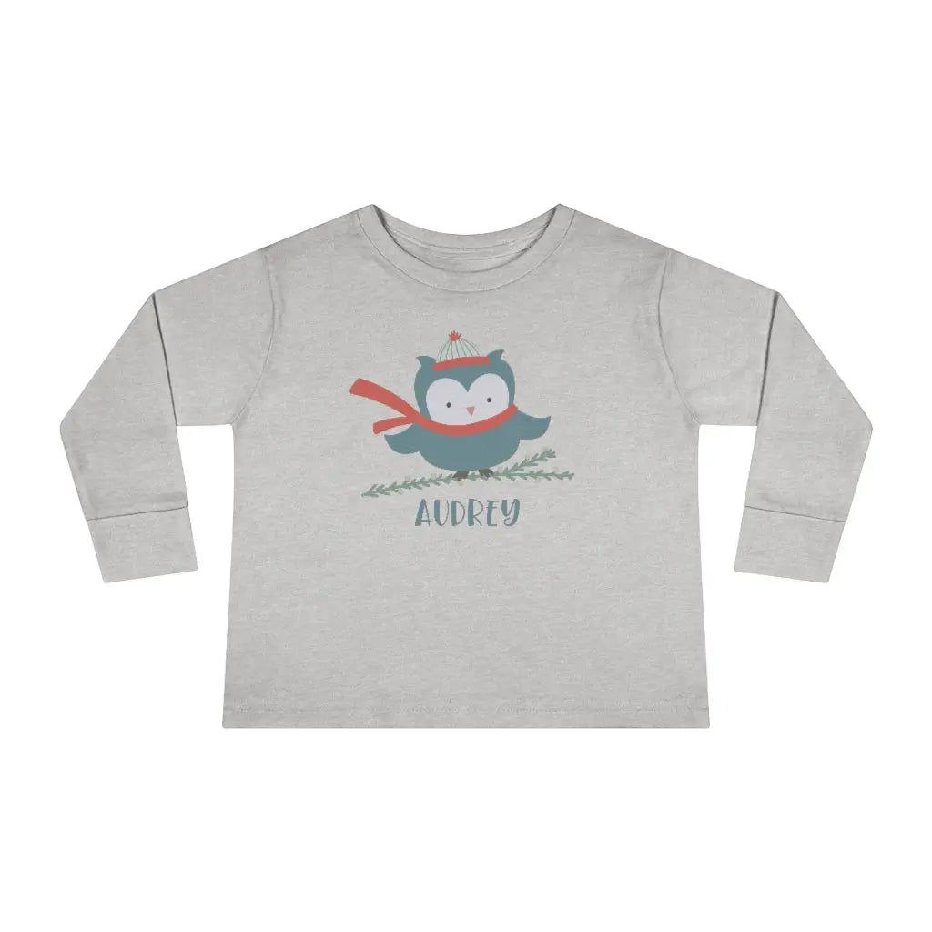 Winter Owl Personalized Toddler Long Sleeve Tee Printify