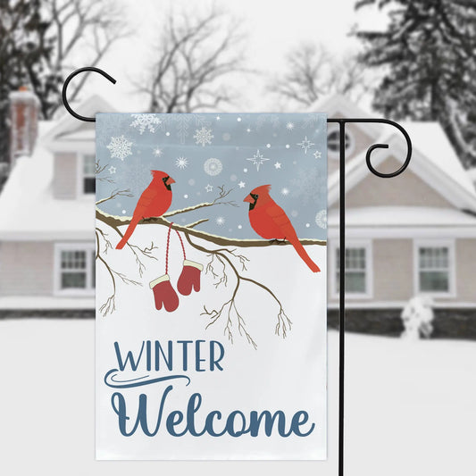 Winter Welcome Cardinals Garden Flag Amazing Faith Designs