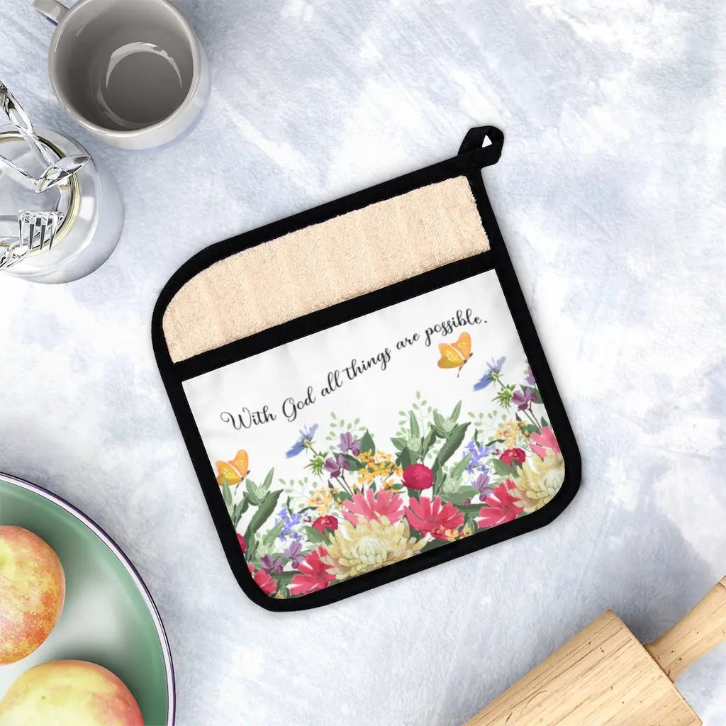 With God All Things Are Possible Flowers Christian Hot Pad - Amazing Faith Designs