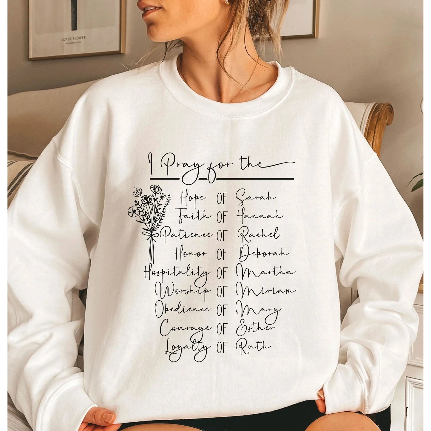 Women of the Bible Christian Sweatshirt | Mary, Sarah, Hannah, Esther, Ruth Printify