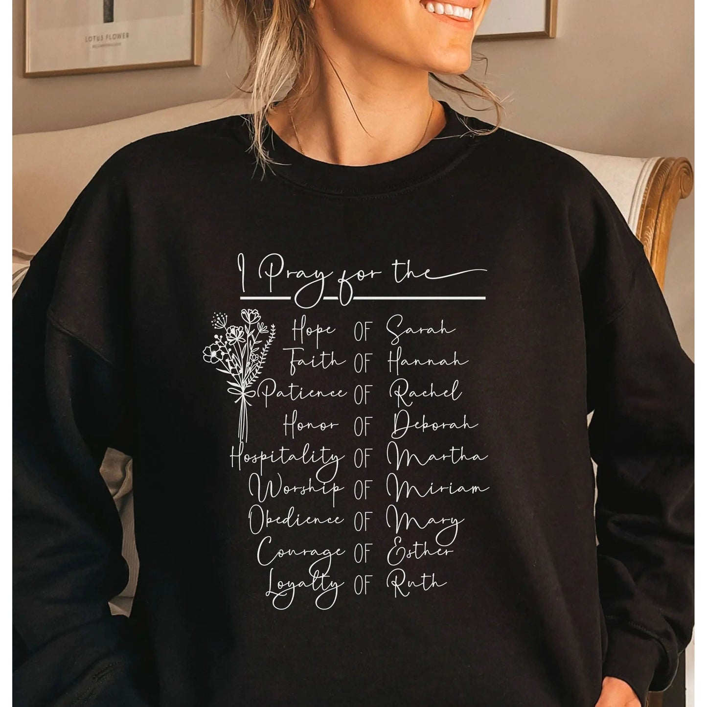 Women of the Bible Christian Sweatshirt | Mary, Sarah, Hannah, Esther, Ruth - Amazing Faith Designs