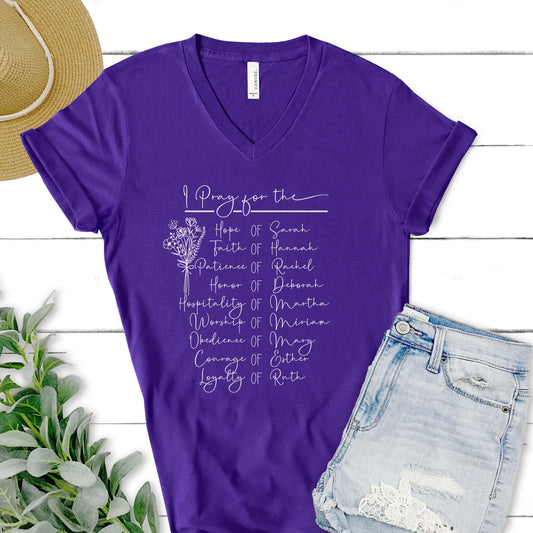 Women of the Bible V-neck Christian T-shirt - Amazing Faith Designs