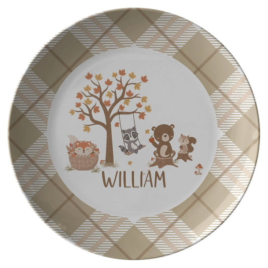 Woodland Animals Personalized Plate for Kids teelaunch