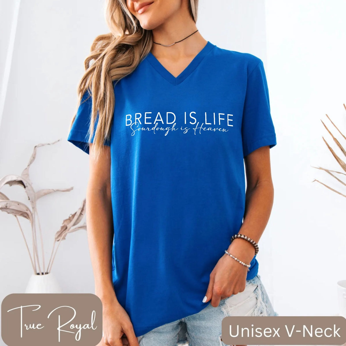Bread is Life Sourdough is Heaven Unisex V-Neck Tee - Amazing Faith Designs