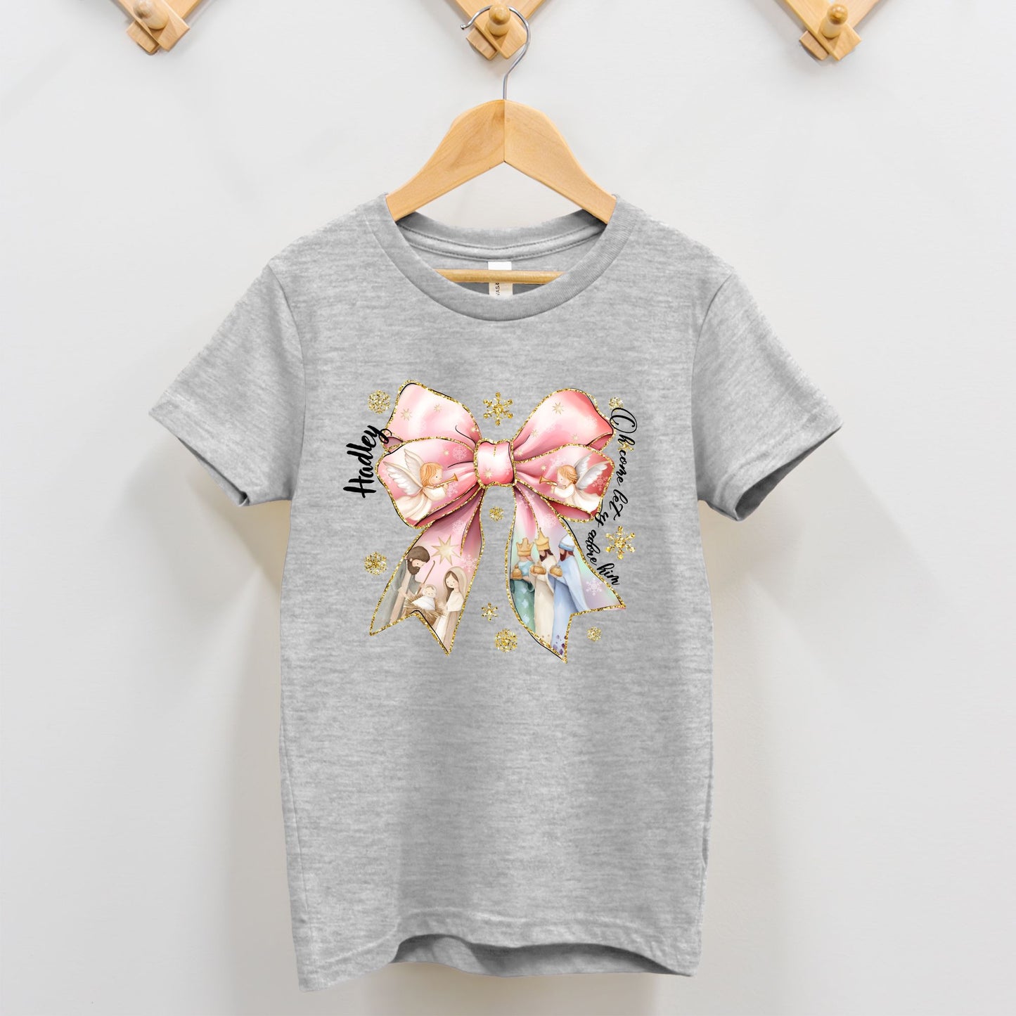 Baby Jesus Christmas Bow Toddler Shirt - Amazing Faith Designs