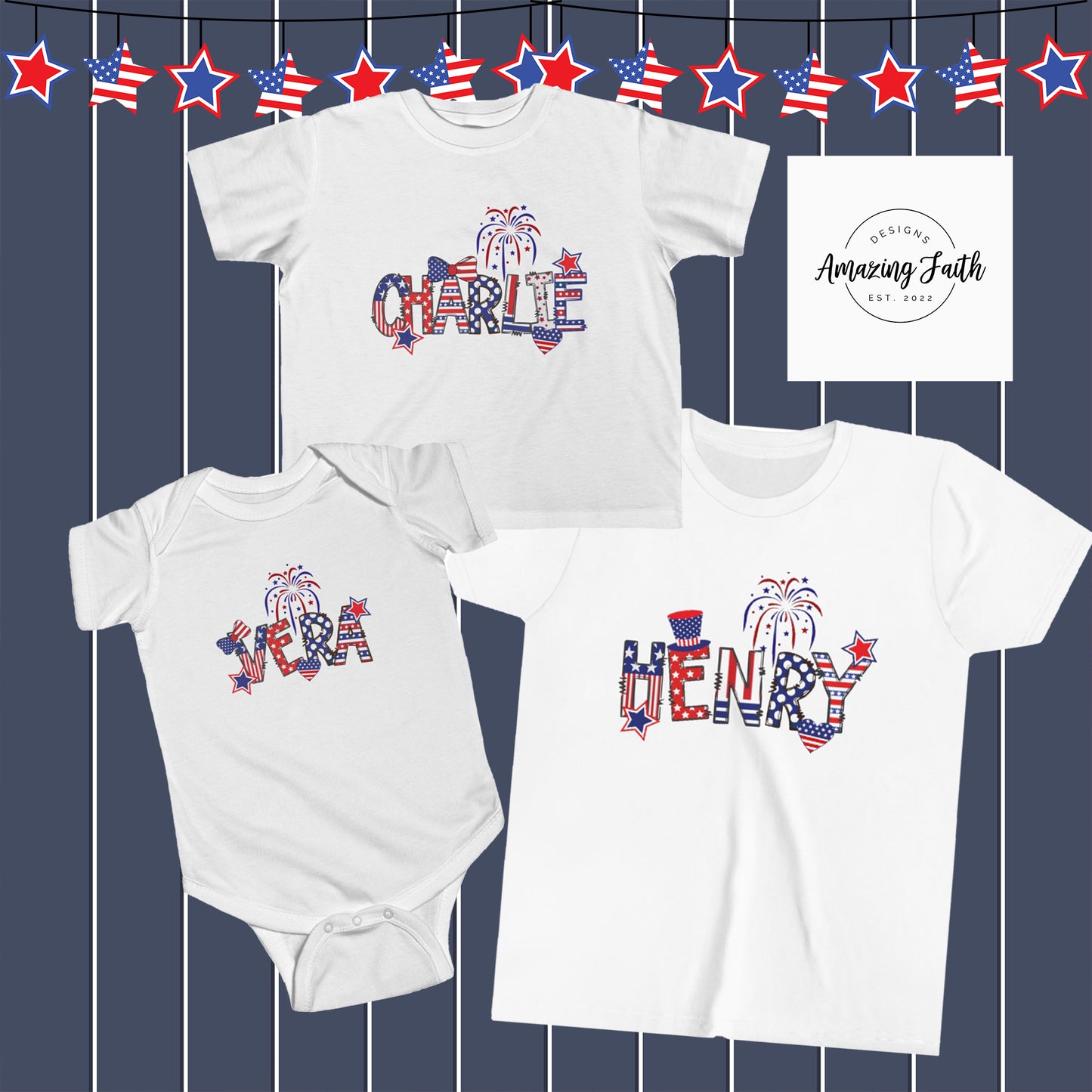 Fourth of July Personalized Toddler Shirt - Amazing Faith Designs