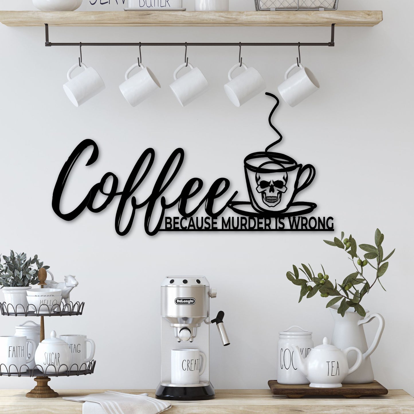 Coffee Because Murder is Wrong Metal Sign - Amazing Faith Designs