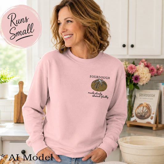 Embroidered Sourdough Unisex Premium Sweatshirt - Made Slowly, Shared Gladly