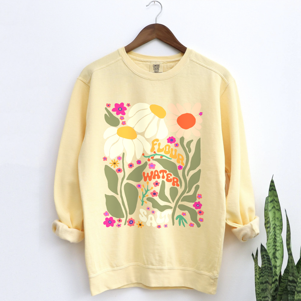 Flour Water Salt Floral Sourdough Lightweight Sweatshirt - Amazing Faith Designs