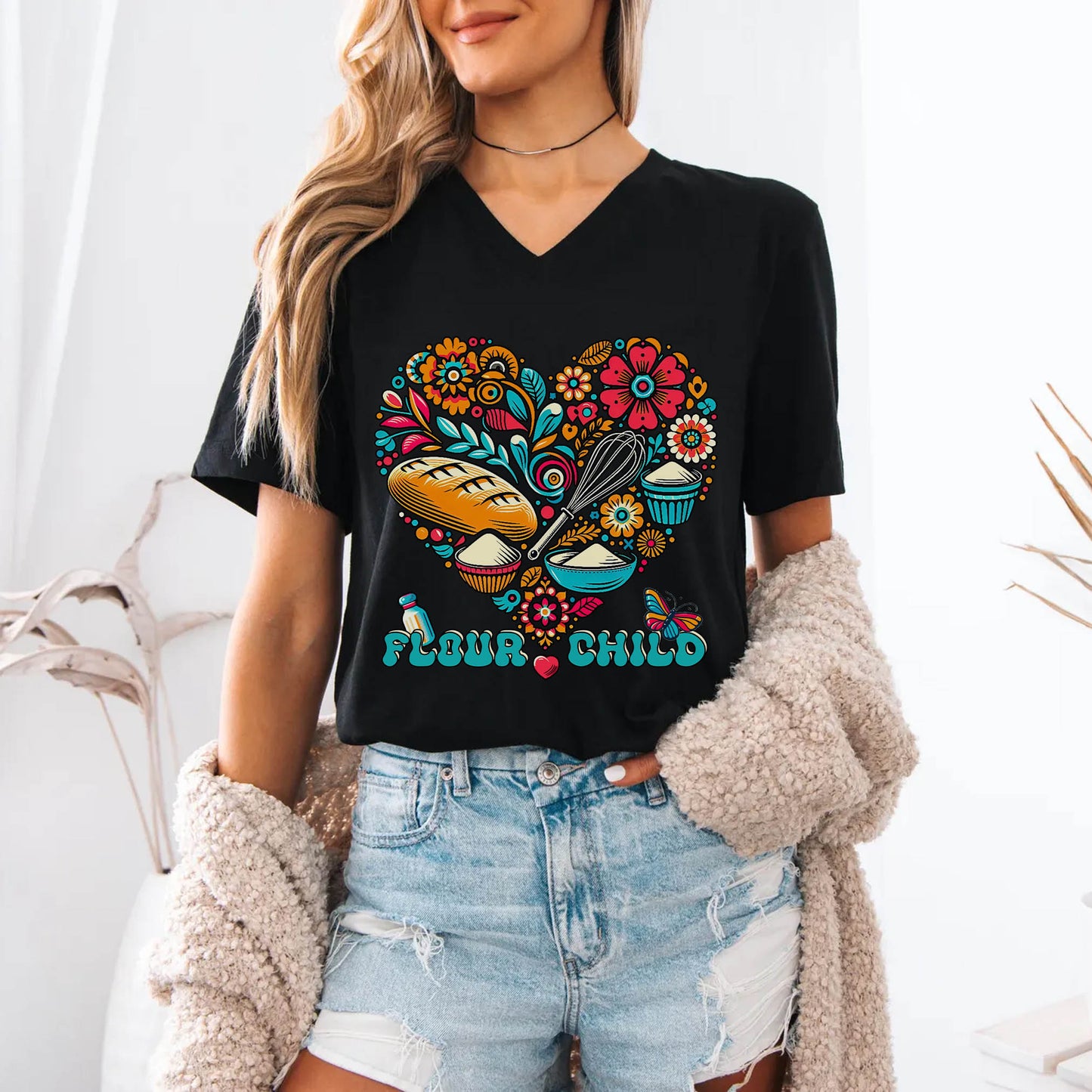 Flour Child Sourdough V-neck Shirt - Amazing Faith Designs