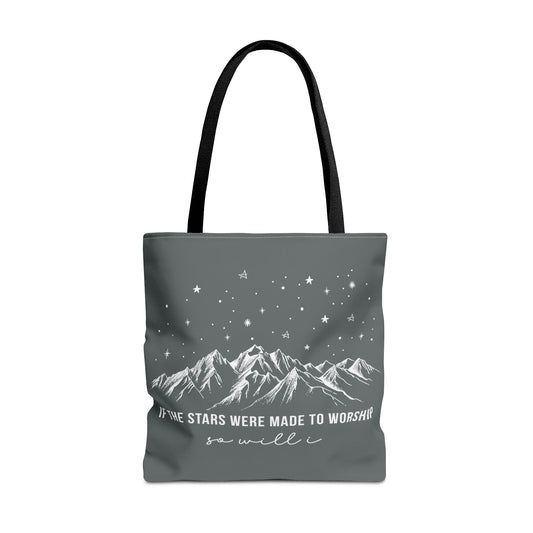 Christian Tote Bag — "If the Stars Were Made to Worship, So Will I" - Amazing Faith Designs
