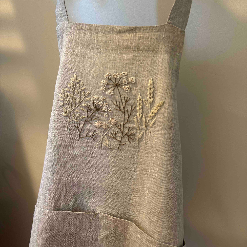 Hand Embroidered Linen Apron - Amazing Faith Designs