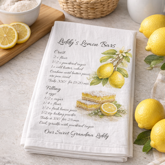 Personalized Heirloom Recipe Tea Towel - Amazing Faith Designs