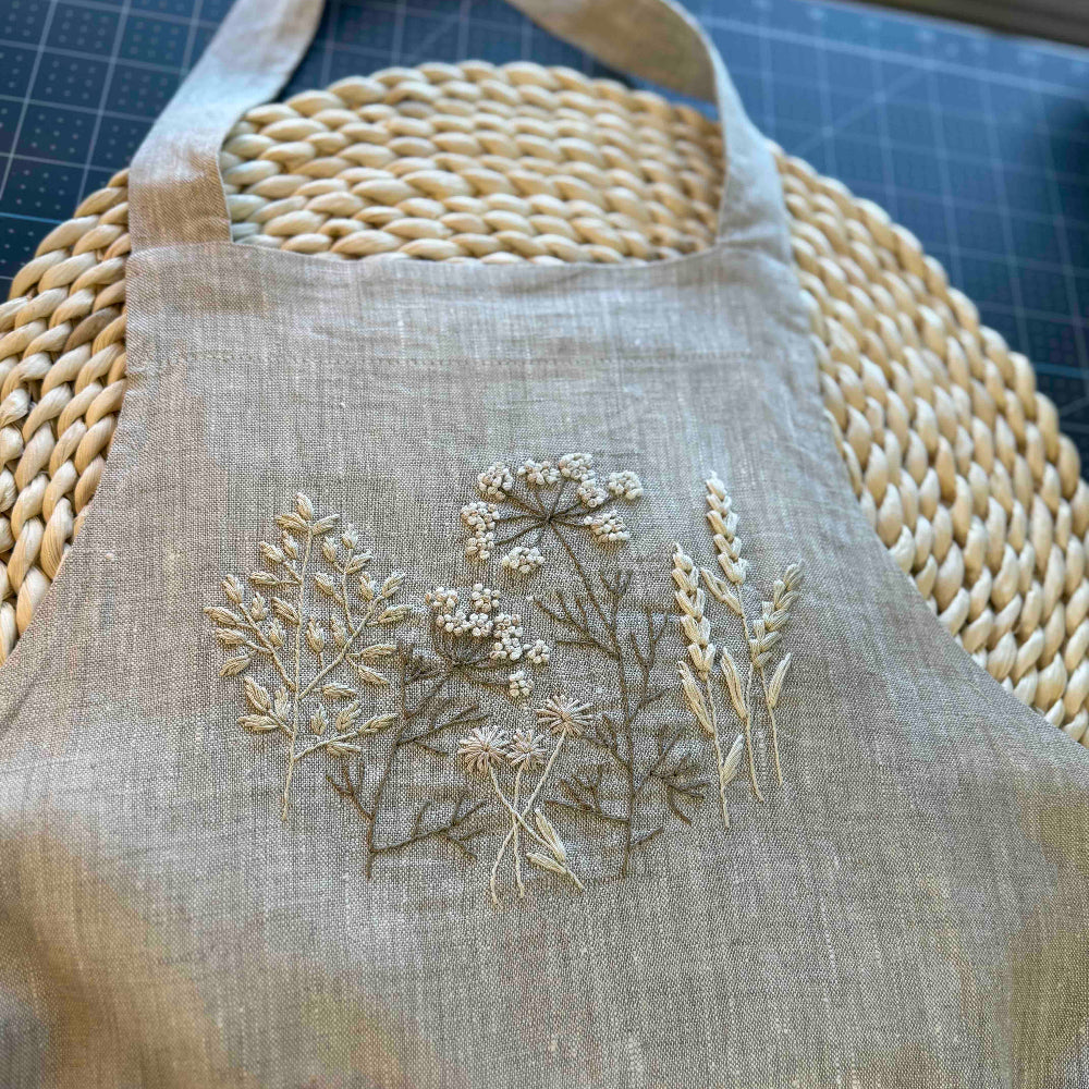 Hand Embroidered Linen Apron - Amazing Faith Designs