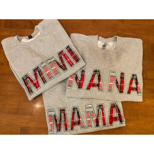 Christmas Plaid Hand Embroidered Sweatshirt - Amazing Faith Designs