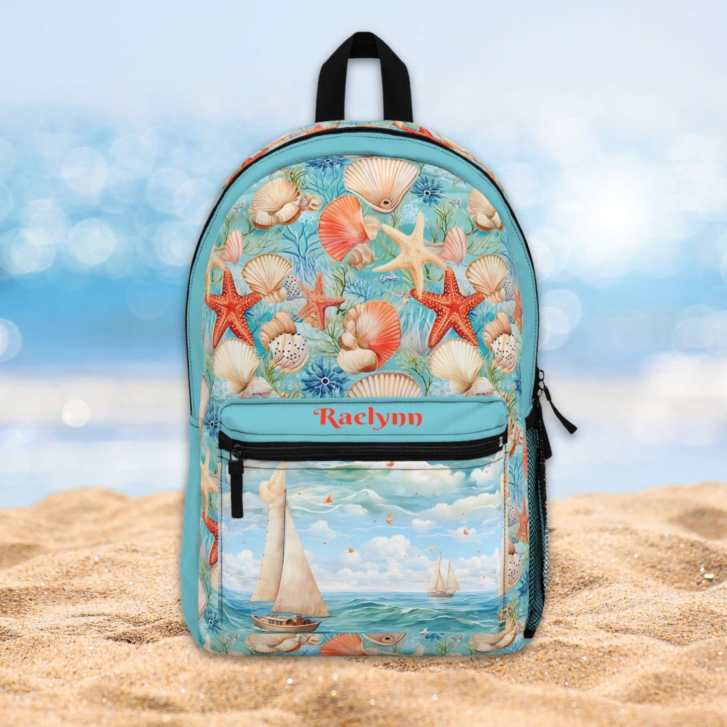 Ocean Sailboat Seashells Personalized Backpack - Amazing Faith Designs