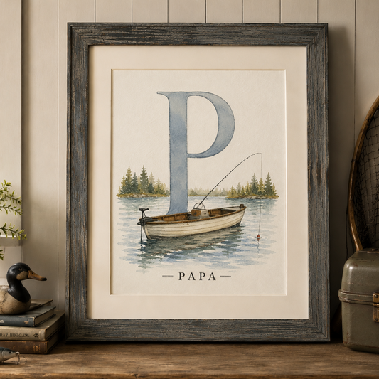 Personalized Watercolor Initial Painting for Dad or Grandpa - Amazing Faith Designs