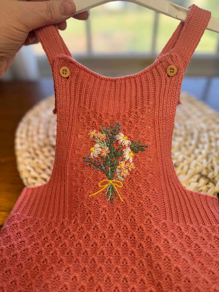 Wildflowers Hand Embroidered Knit Romper - Amazing Faith Designs