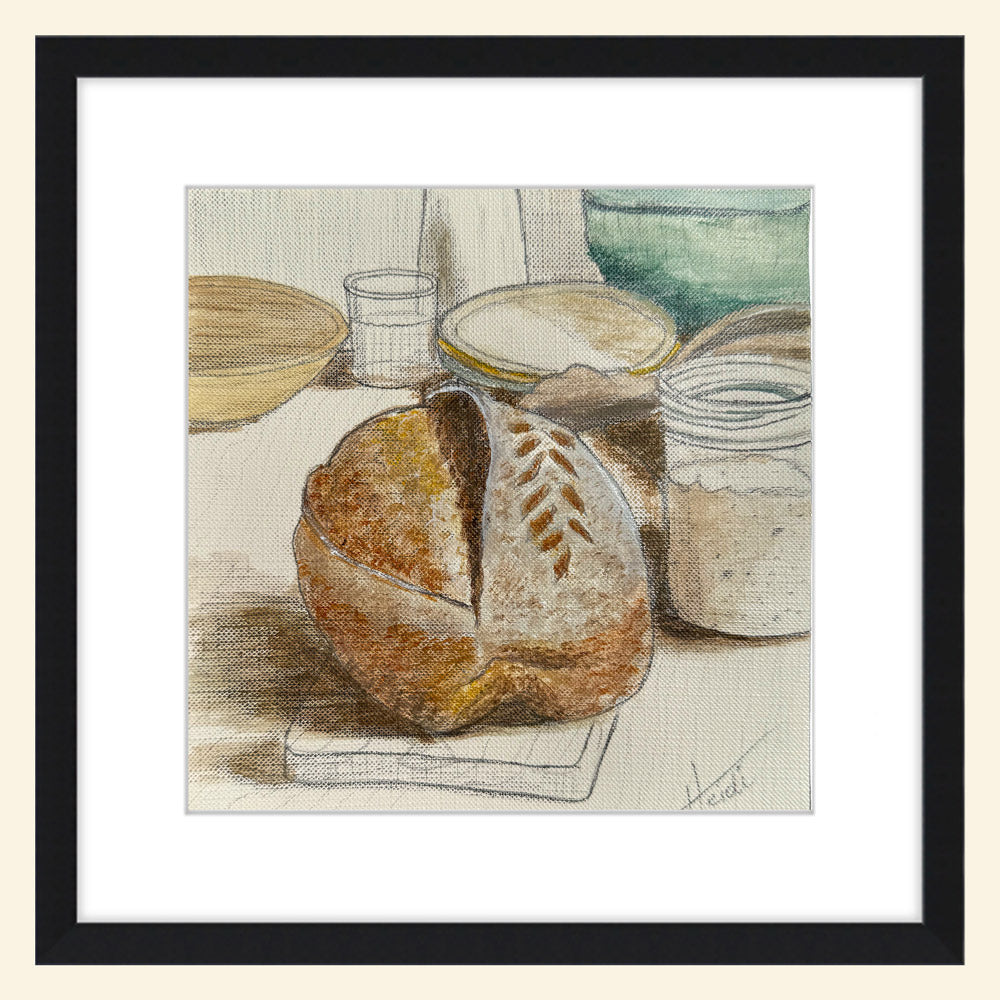 Sourdough Bread and Starter Watercolor Painting on Paper - Amazing Faith Designs