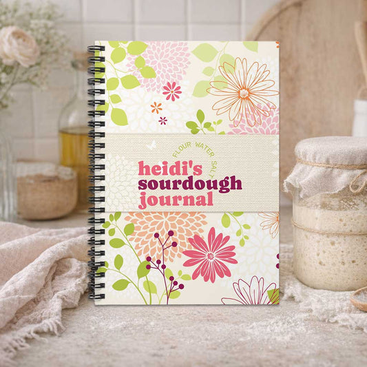 Sourdough Journal Spiral Notebook (Floral) — Personalized Recipe & Starter Log - Amazing Faith Designs