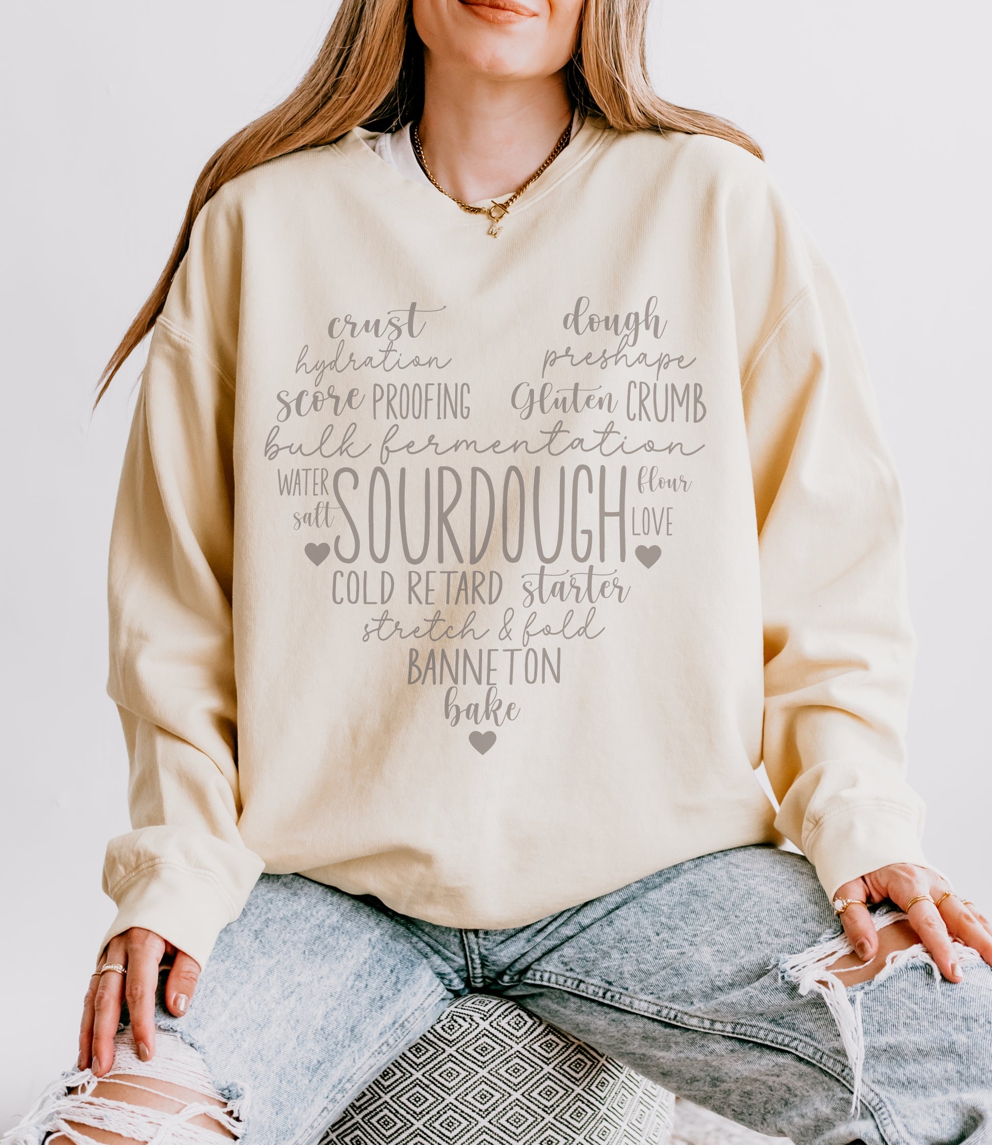 Sourdough Love Heart Lightweight Sweatshirt - Amazing Faith Designs