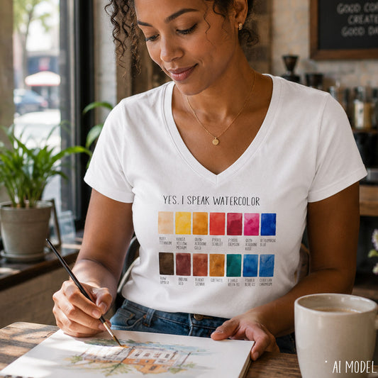 Watercolor Swatch V-Neck T-Shirt