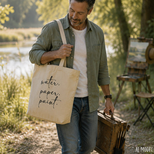 Water Paper Paint Watercolor Artist Organic Cotton Tote Bag