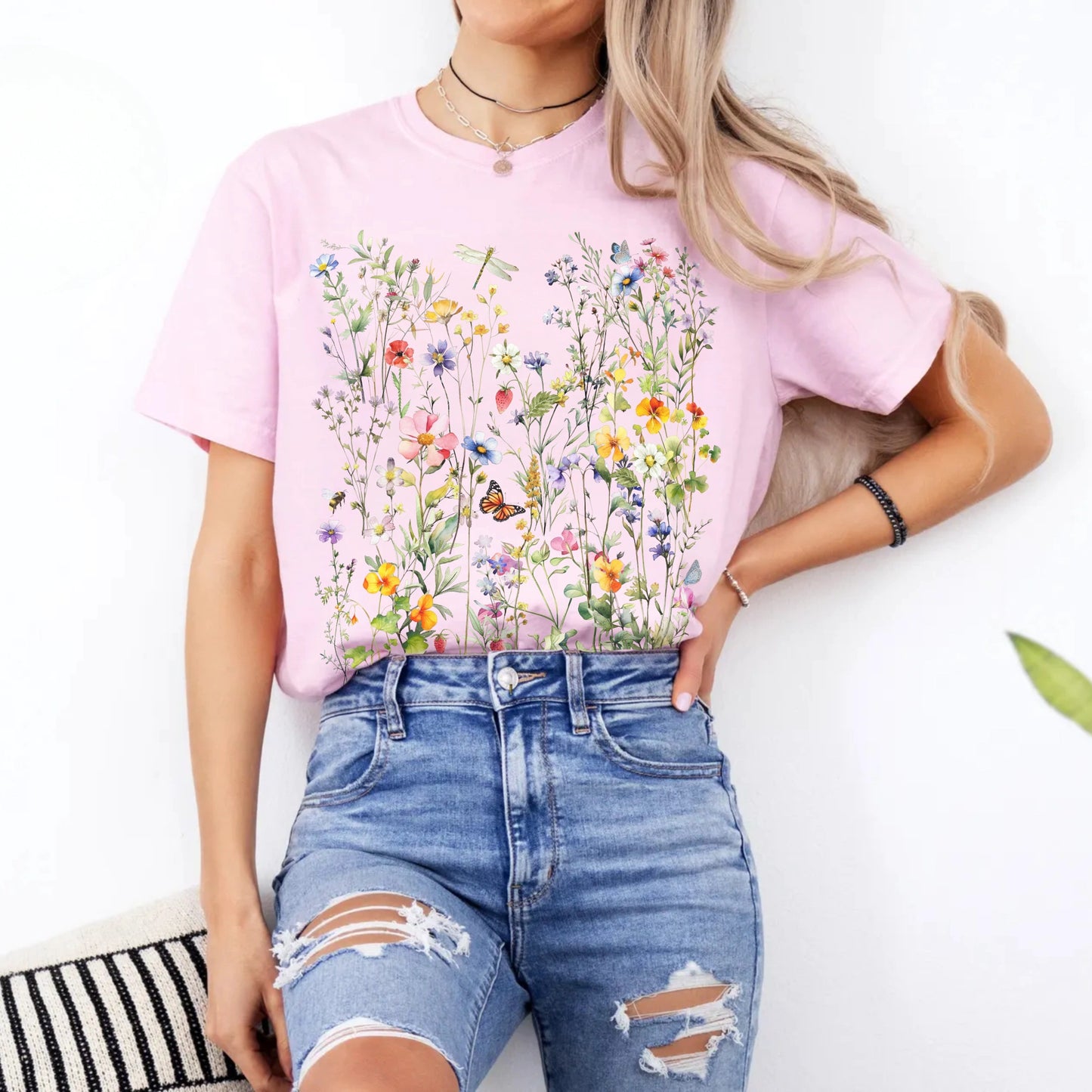 Vintage Wildflowers Garment Dyed Shirt - Amazing Faith Designs