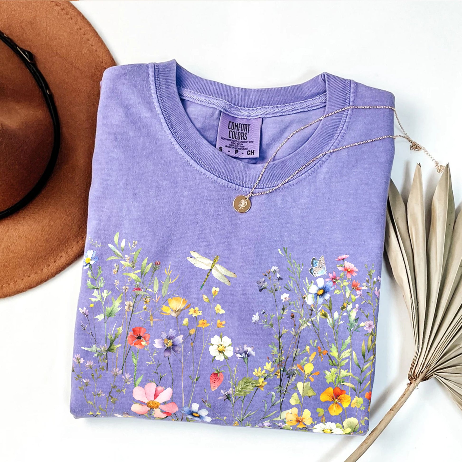 Vintage Wildflowers Garment Dyed Shirt - Amazing Faith Designs