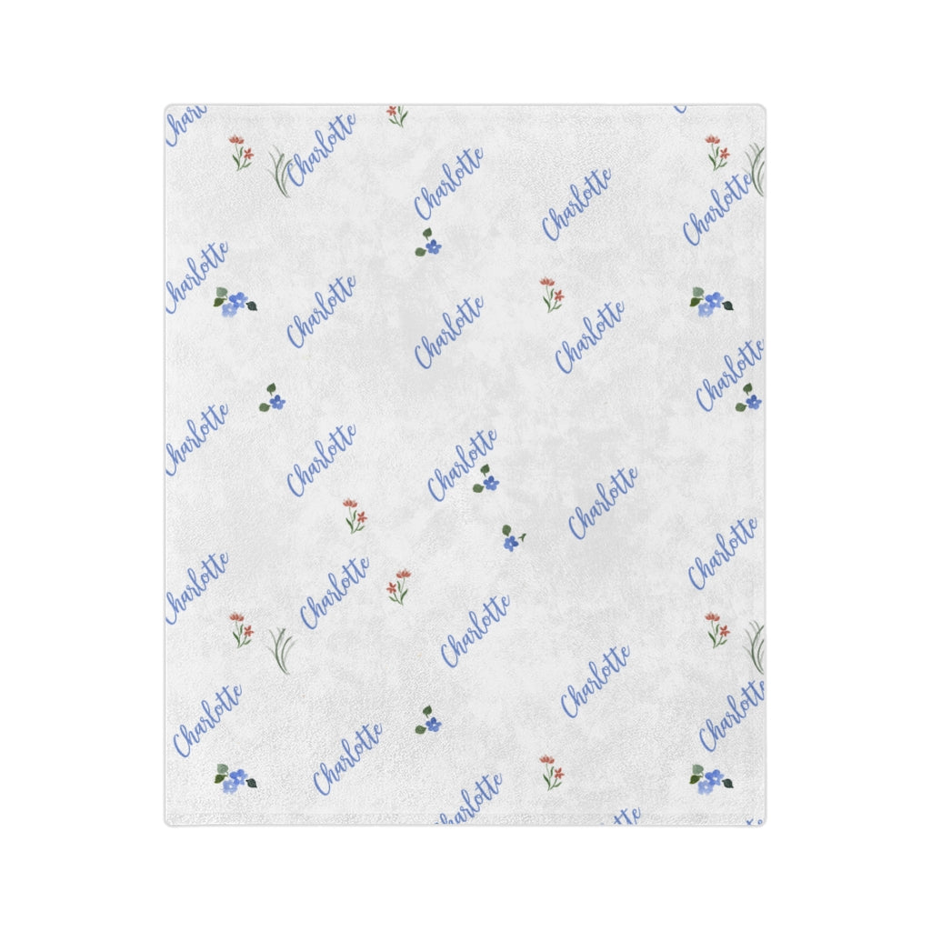 Flowers and Name Minky Blanket, Custom Name Blanket, Lap Blanket, Baby blanket, Plush blanket - Amazing Faith Designs