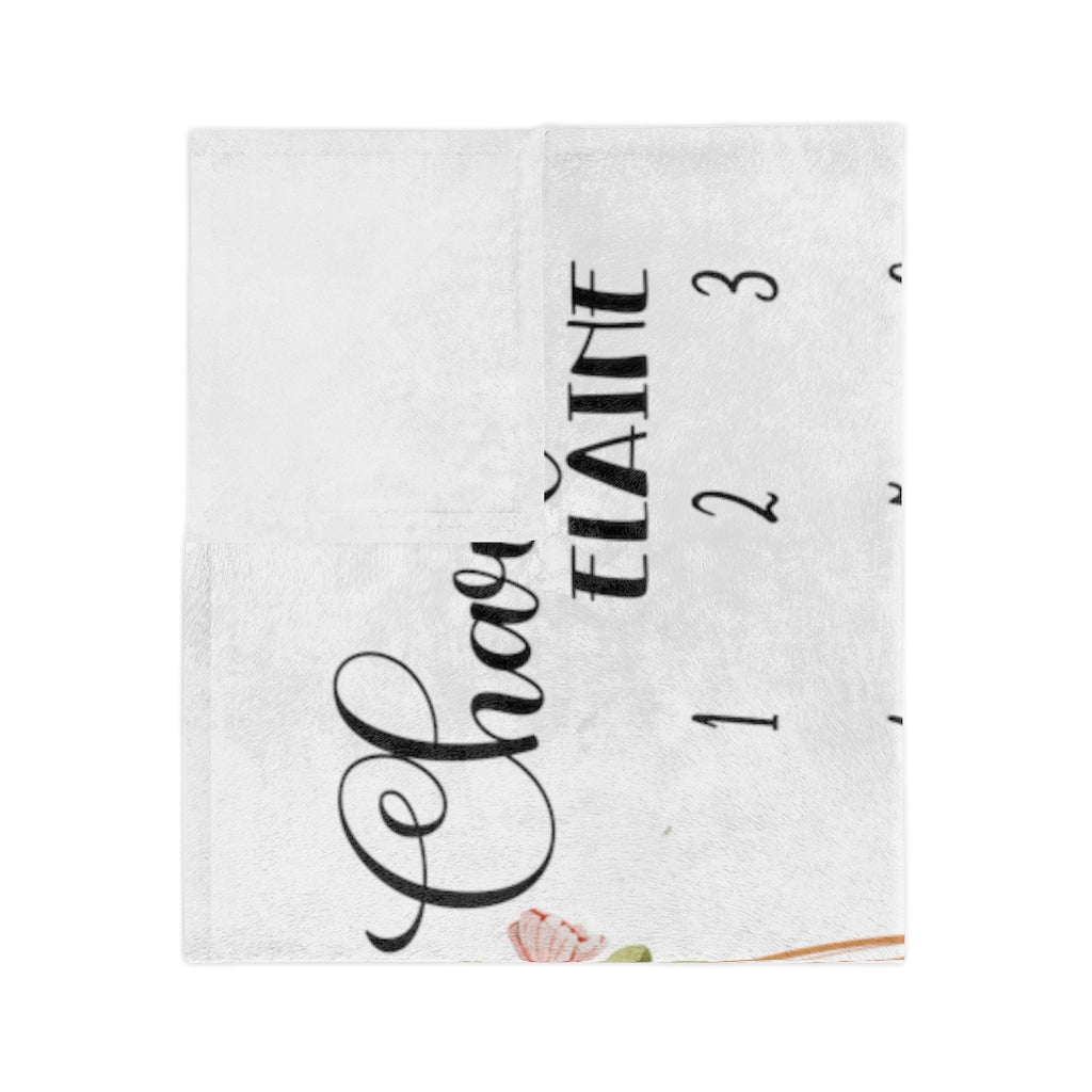 Pink Flowers Personalized Baby Milestone Minky Blanket - Amazing Faith Designs