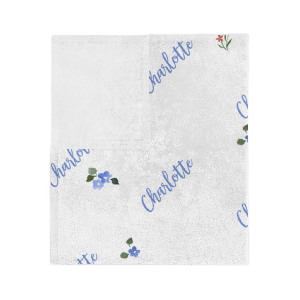 Flowers and Name Minky Blanket, Custom Name Blanket, Lap Blanket, Baby blanket, Plush blanket - Amazing Faith Designs