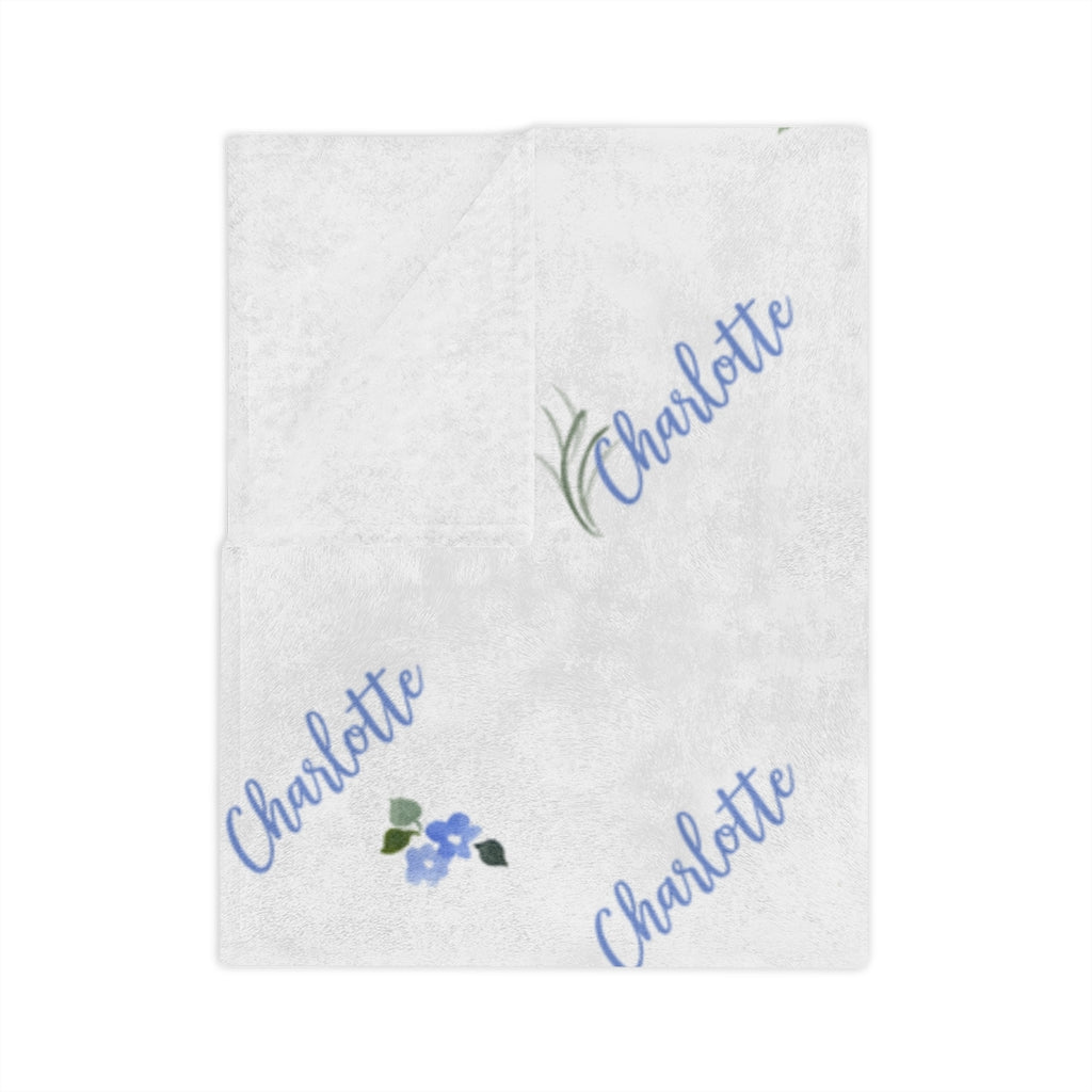 Flowers and Name Minky Blanket, Custom Name Blanket, Lap Blanket, Baby blanket, Plush blanket - Amazing Faith Designs