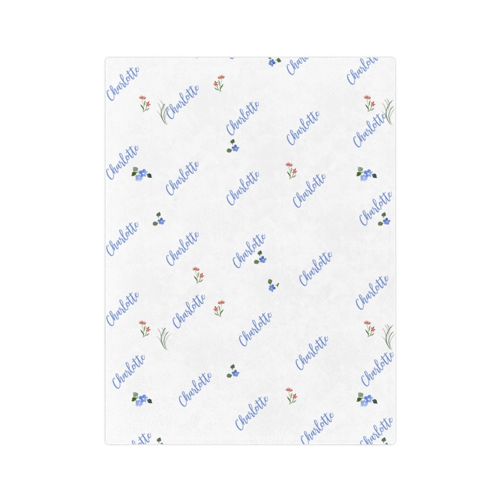 Flowers and Name Minky Blanket, Custom Name Blanket, Lap Blanket, Baby blanket, Plush blanket - Amazing Faith Designs