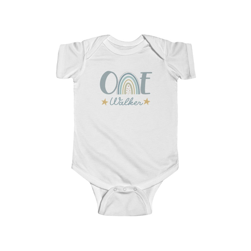 Boho Rainbow One Baby Short-Sleeved Onesie | 1st Birthday Outfit | Boho Rainbow Theme | One Year Old One Piece | First Birthday Baby Onesie - Amazing Faith Designs