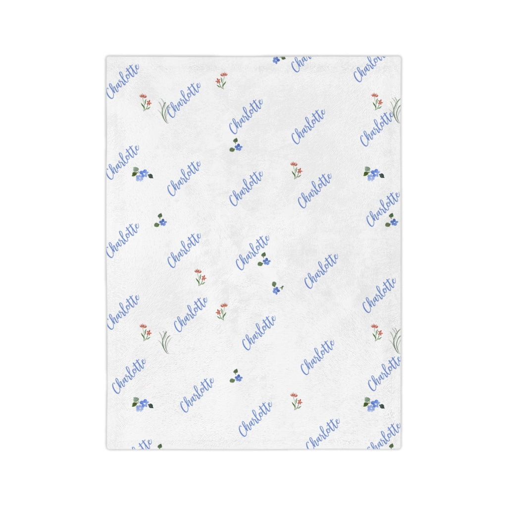 Flowers and Name Minky Blanket, Custom Name Blanket, Lap Blanket, Baby blanket, Plush blanket - Amazing Faith Designs