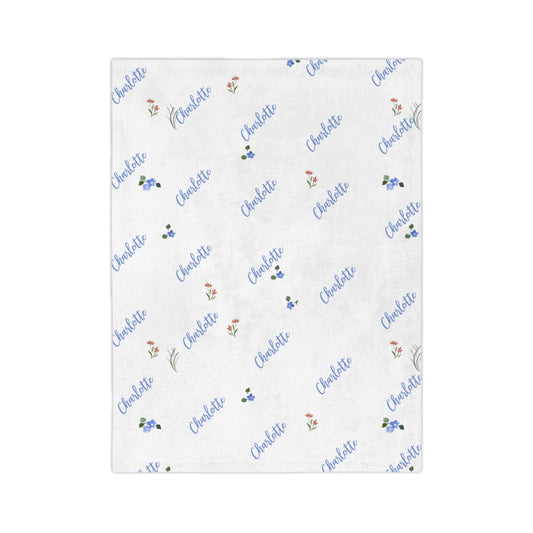 Flowers and Name Minky Blanket, Custom Name Blanket, Lap Blanket, Baby blanket, Plush blanket - Amazing Faith Designs