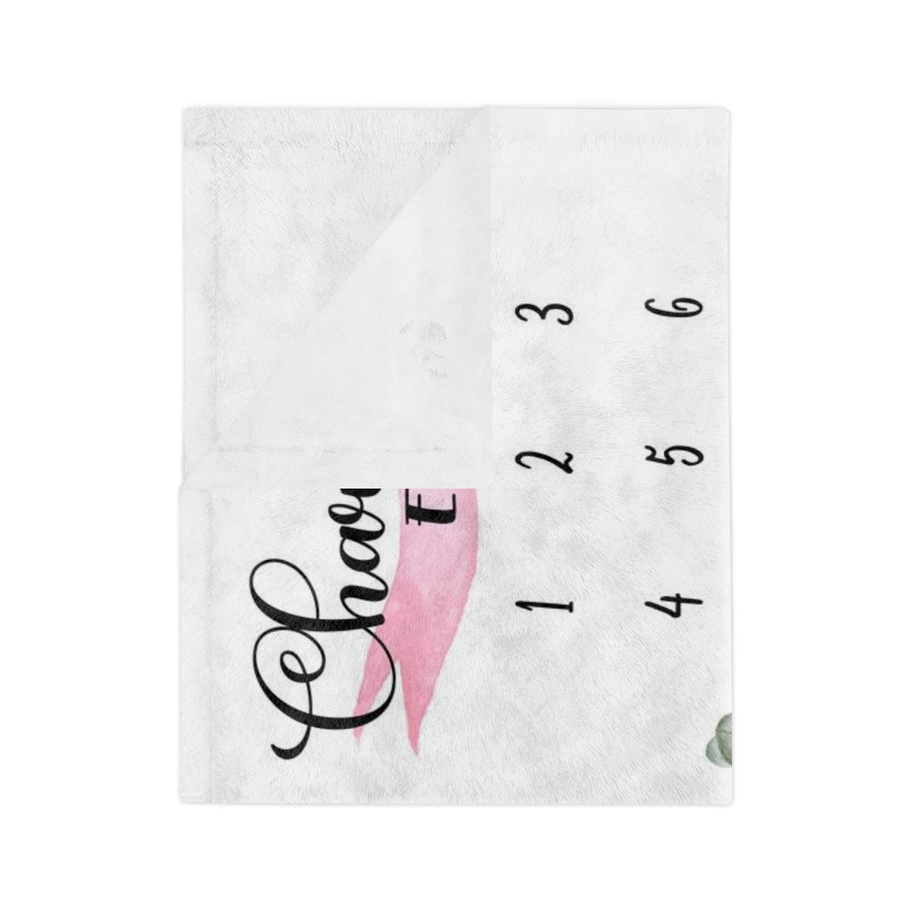 Elephant Pink Personalized Baby Milestone Minky Blanket - Amazing Faith Designs