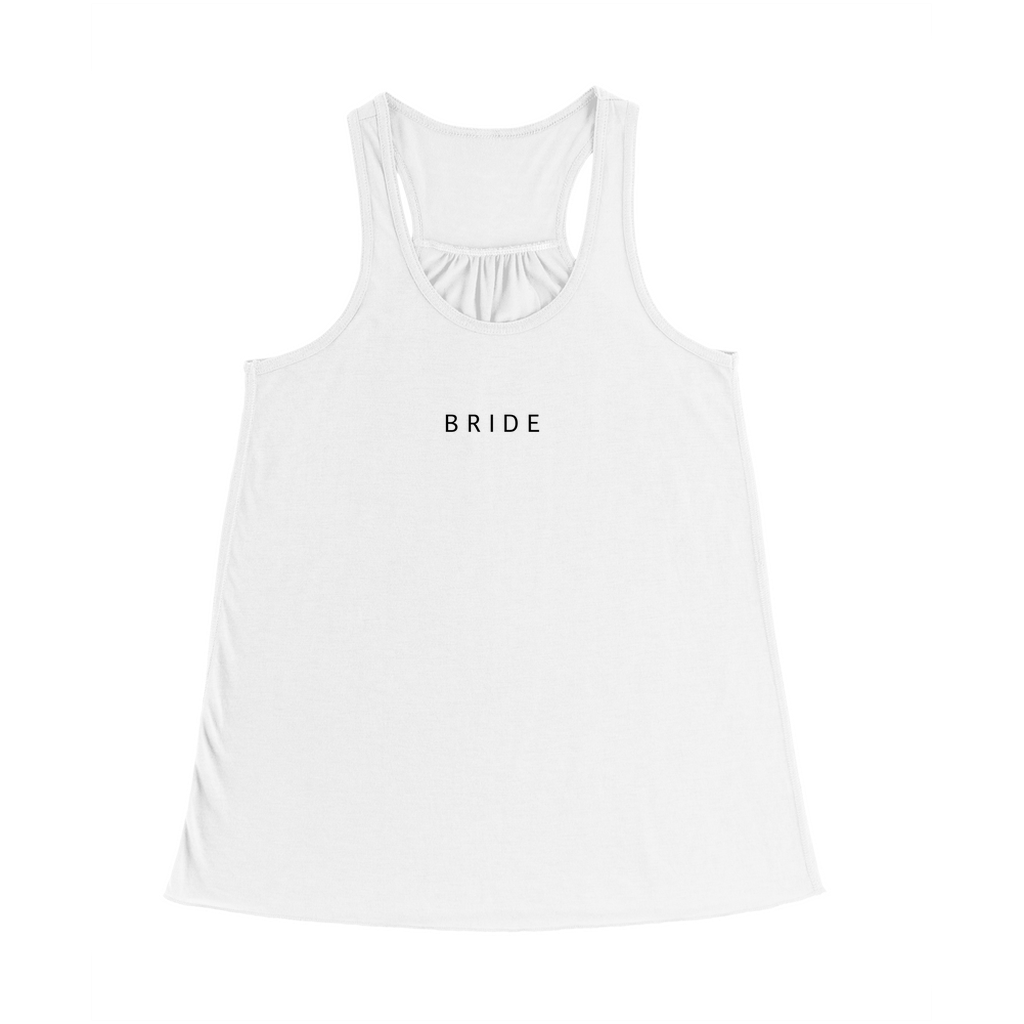 Bride Flowy Racerback Tank Top, Bridal Party Shirts, Wedding Party Shirts, Getting ready outfit - Amazing Faith Designs