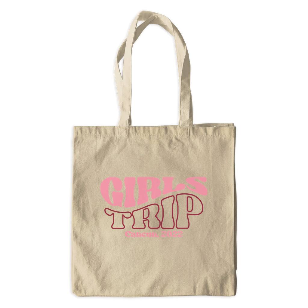 Girls Trip Canvas Tote Bags | Personalized, Vacation Tote, Friends Trip, Summer Vacation Amazing Faith Designs