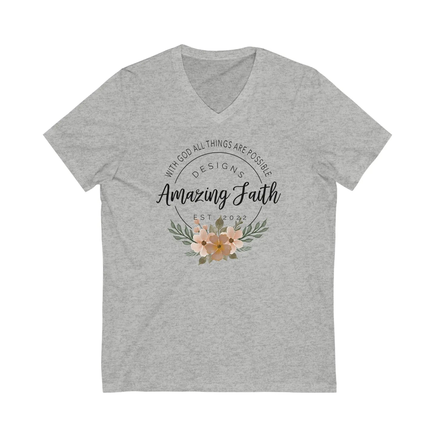 Amazing Faith Designs Logo Short Sleeve V-Neck Tee Printify