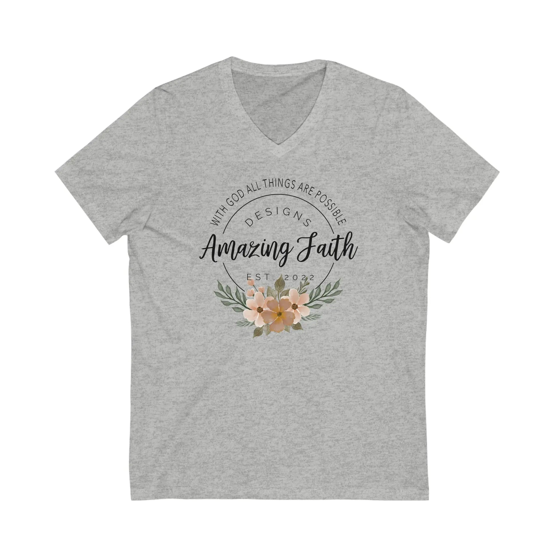 Amazing Faith Designs Logo Short Sleeve V-Neck Tee Printify