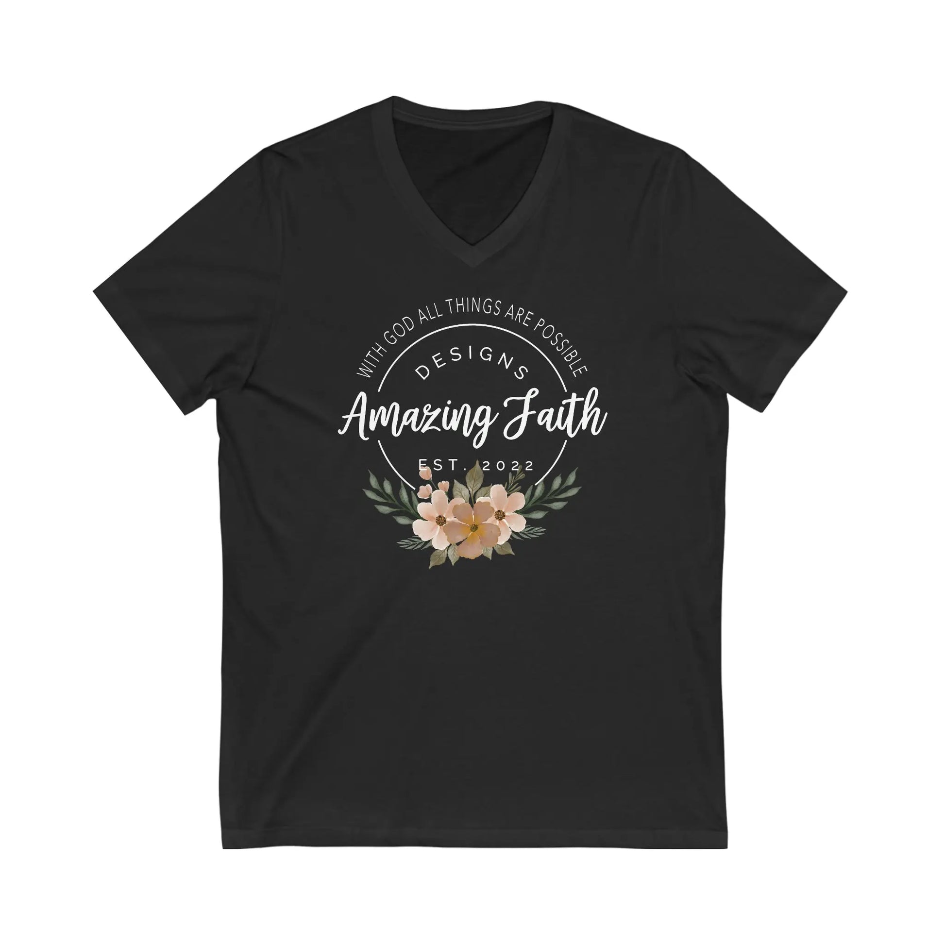 Amazing Faith Designs Logo Short Sleeve V-Neck Tee Printify