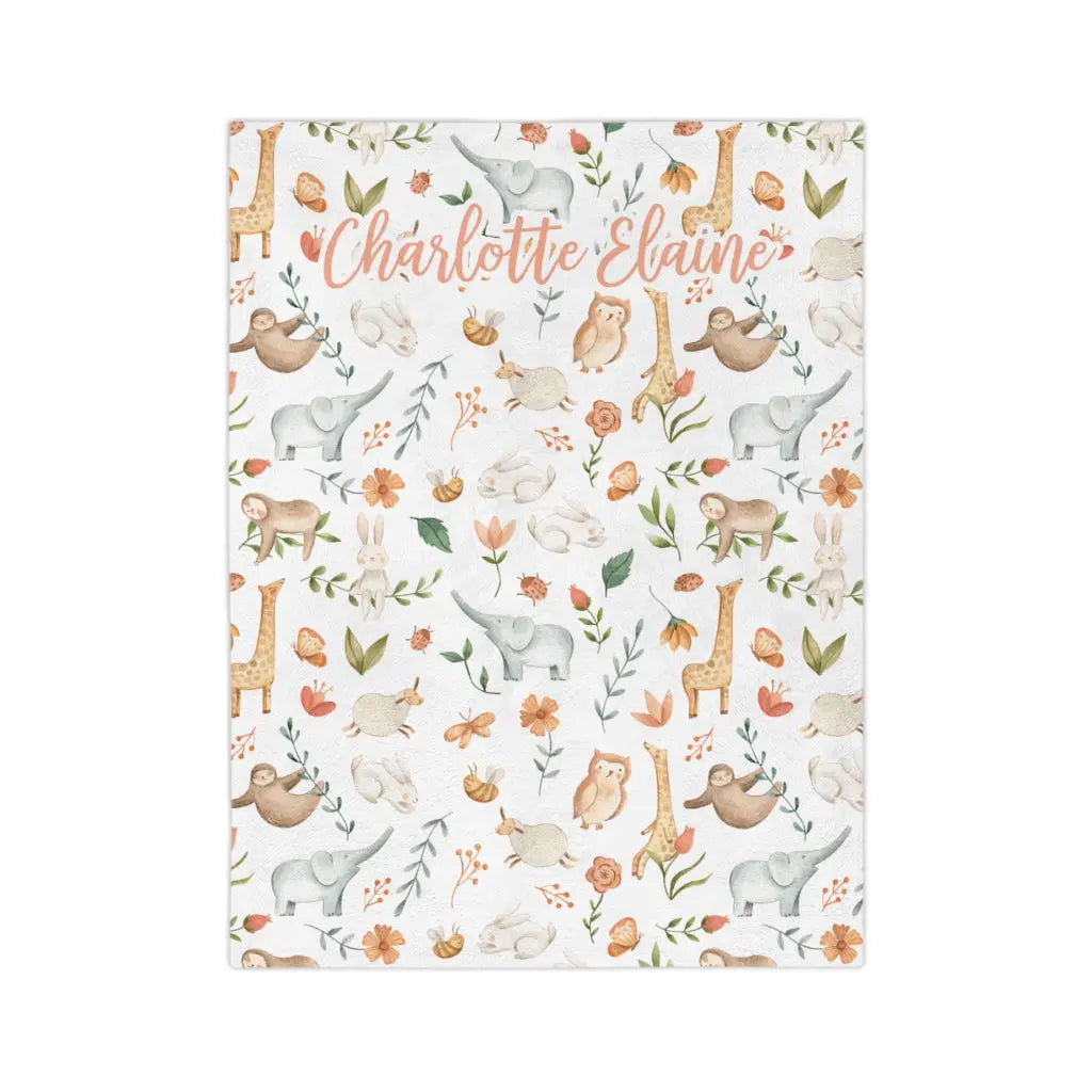 Animal Babies Personalized Minky Blanket, custom name blanket, lap blanket, baby blanket, Plush blanket, Baby Animal Blanket Printify