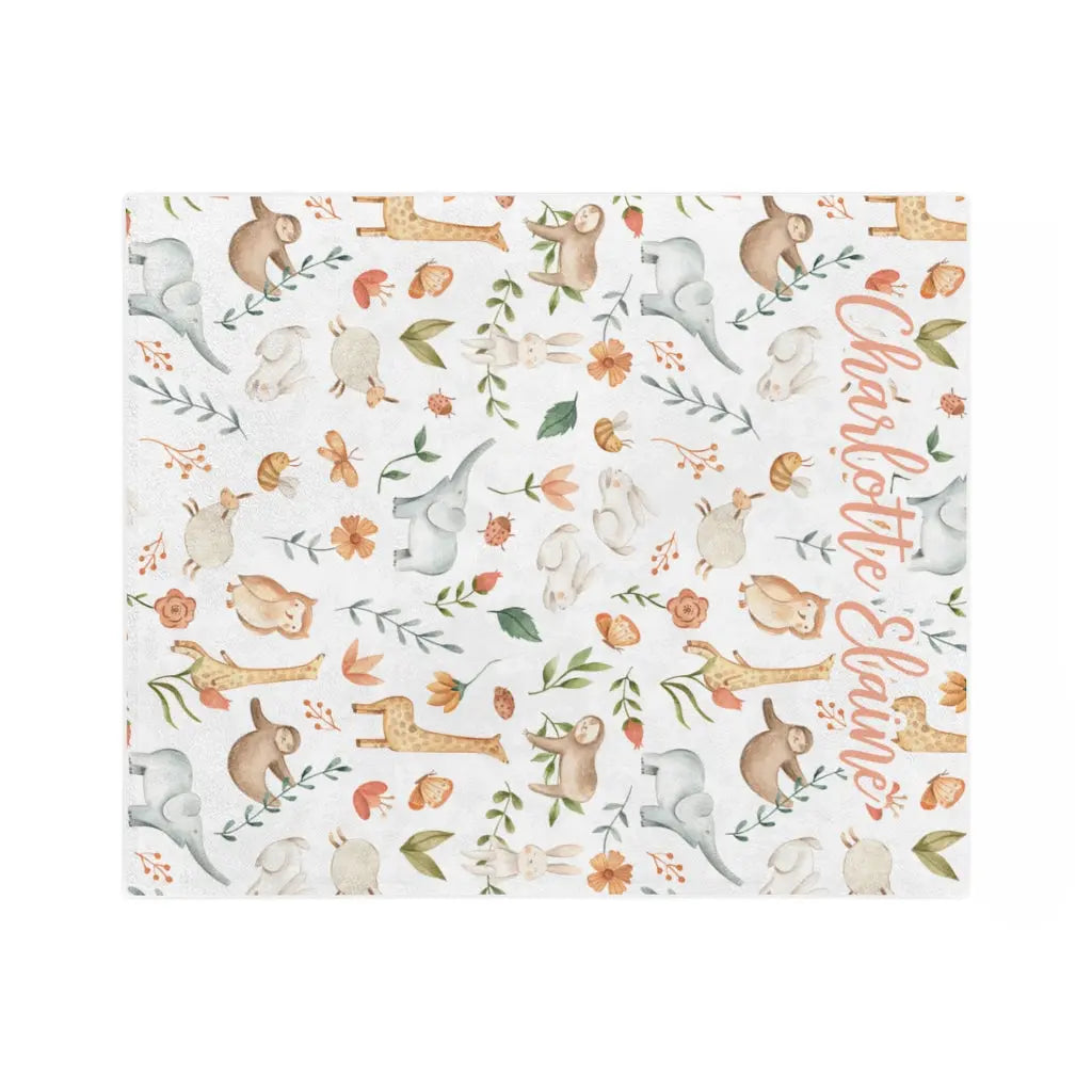 Animal Babies Personalized Minky Blanket, custom name blanket, lap blanket, baby blanket, Plush blanket, Baby Animal Blanket Printify