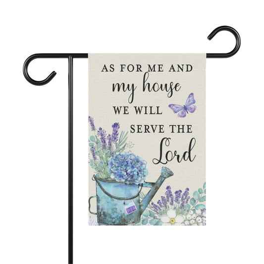 As For Me and My House Lavender Watering Can Scripture Garden Flag Printify