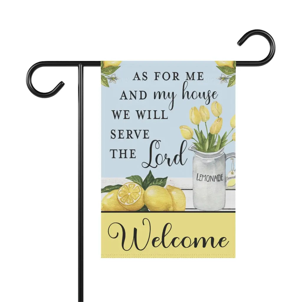 As For Me and My House Lemons Lemonade Scripture Welcome Garden Flag Printify