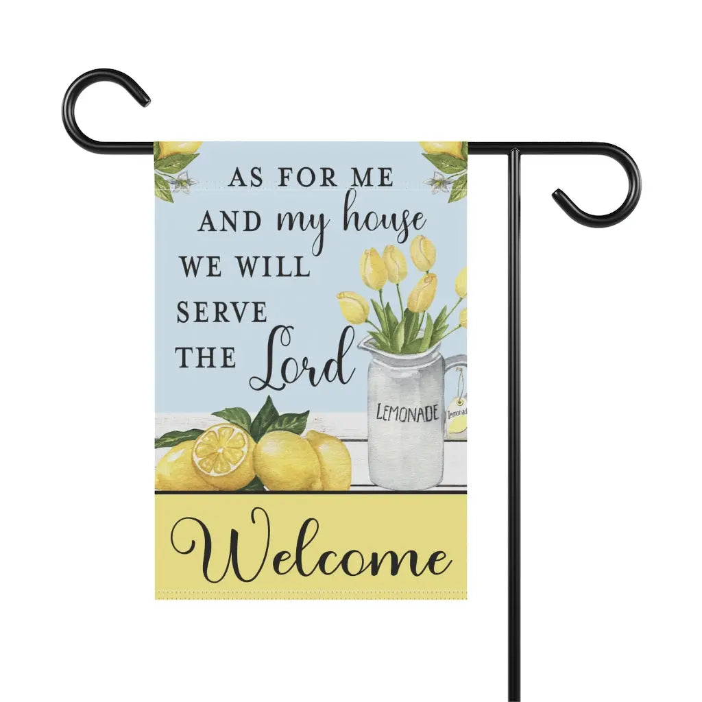 As For Me and My House Lemons Lemonade Scripture Welcome Garden Flag Printify